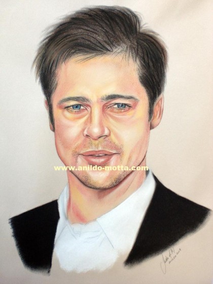 Retrato a pastel seco Brad Pit