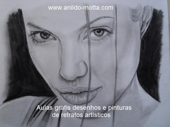 Desenho de Angelina Jolie passo a passo Desenho de Angelina Jolie passo a passo