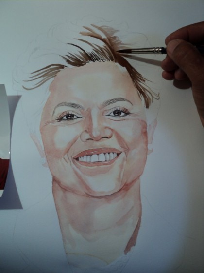 Aquarela passo a passo de Dilma Rousselff