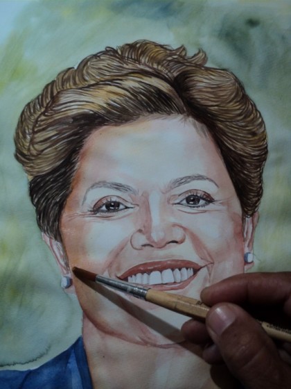Aquarela passo a passo de Dilma Rousselff