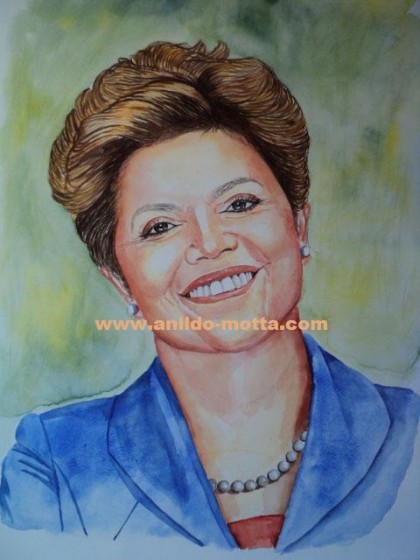 Aquarela passo a passo de Dilma Rousselff
