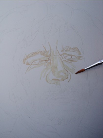 Muammar Kadafi retrato com sangue de porco