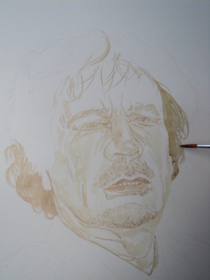 Muammar Kadafi retrato com sangue de porco