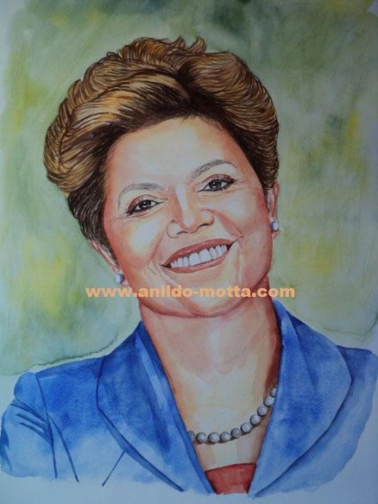 Pintura de Dilma Rousseuf com aquarela