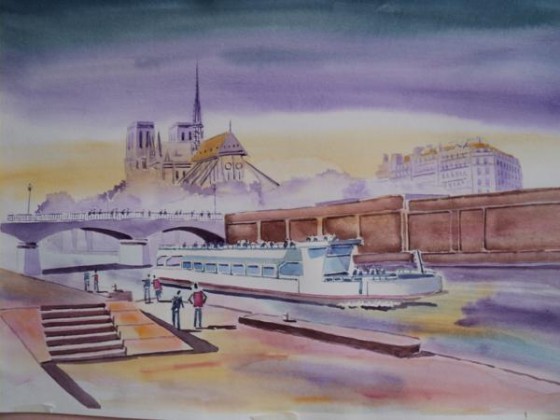 Aquarela de Notre Dame.